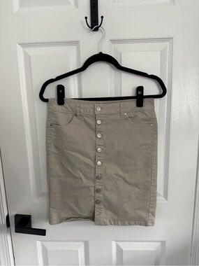 Source Unknown Beige Button-Front Mini Skirt